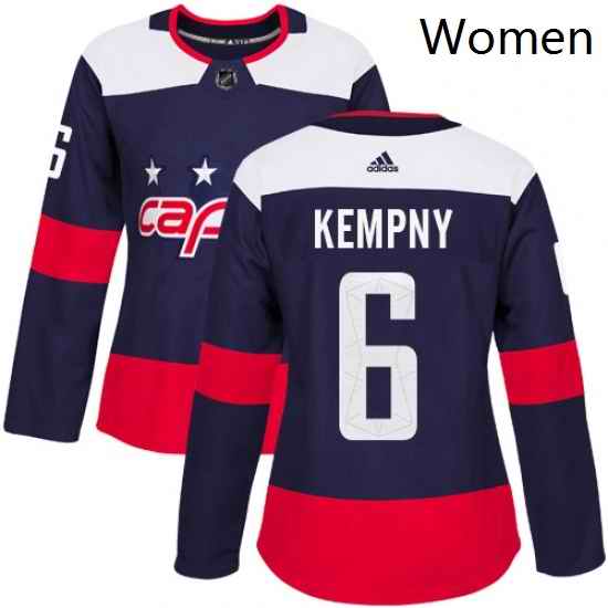 Womens Adidas Washington Capitals 6 Michal Kempny Authentic Navy Blue 2018 Stadium Series NHL Jerse